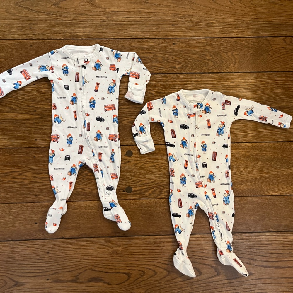 (Never Worn) Set of Paddington Bear x L’ovedBaby Onesie Pajamas (0-3M)